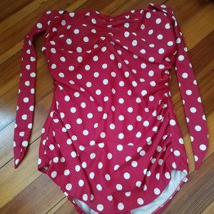 Esther Williams Polka Dot Ruched Halter One Piece - Red 16W